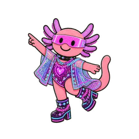 Axo im Look Neon Cyber in point-Pose