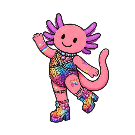 Axo im Look Rainbow Mesh in wave-Pose