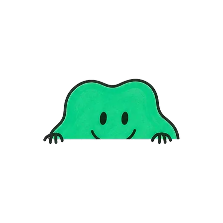 Der grüne Blob schaut neugierig hervor