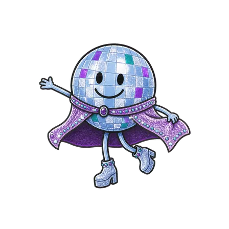 Disco im Look Glitter Glam in twirl-Pose