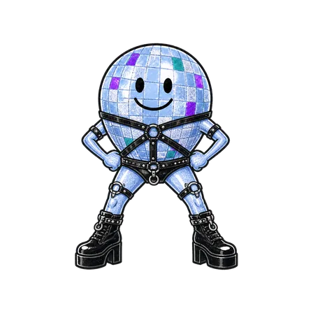 Disco im Look Leather & Harness in power-Pose