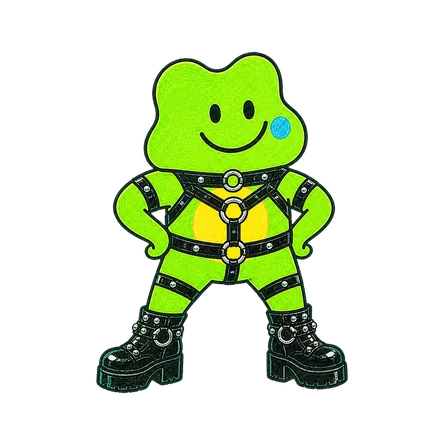 Froggi im Look Leather & Harness in power-Pose