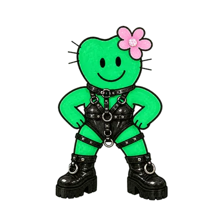 Kiki im Look Leather & Harness in power-Pose