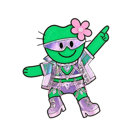 Kiki im Look Neon Cyber in point-Pose