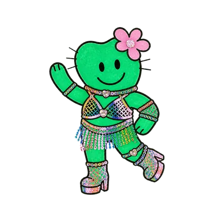 Kiki im Look Rainbow Mesh in wave-Pose