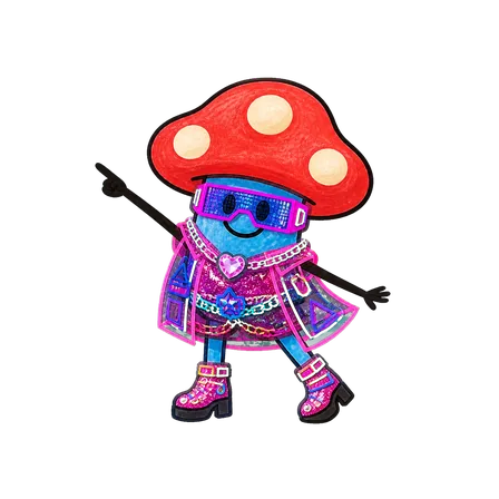 Momo im Look Neon Cyber in point-Pose