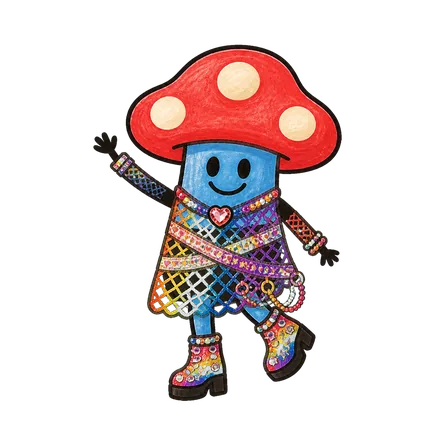 Momo im Look Rainbow Mesh in wave-Pose