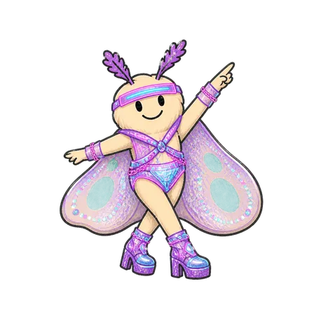 Motti im Look Neon Cyber in point-Pose