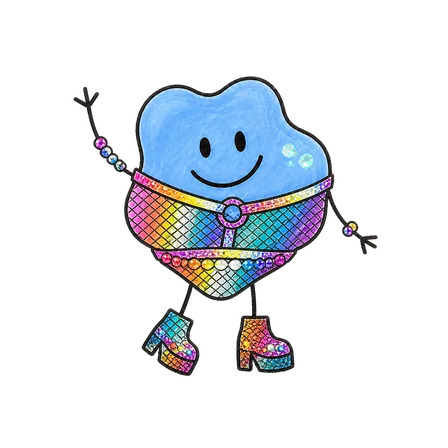 Pebble im Look Rainbow Mesh in wave-Pose