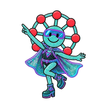 Ria im Look Neon Cyber in point-Pose