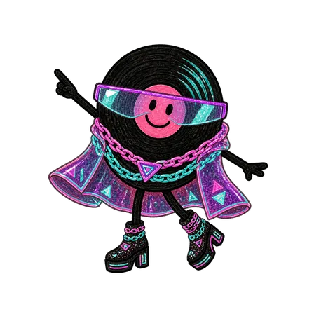 Vinyl im Look Neon Cyber in point-Pose