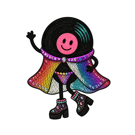 Vinyl im Look Rainbow Mesh in wave-Pose